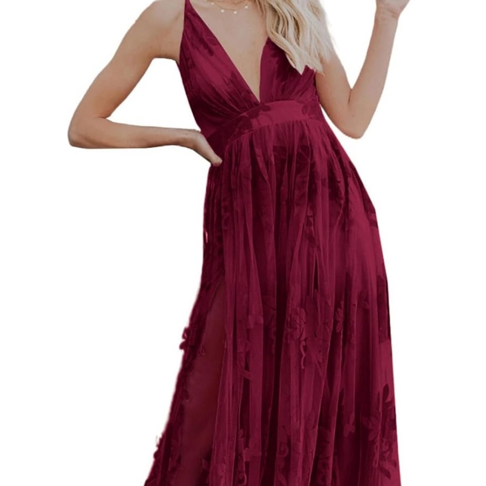 Red Sleeveless V-Neck Maxi Gown for Prom